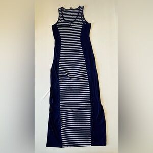 Navy and White Striped Maxi Dress